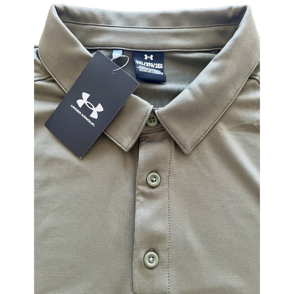 Under Armour Men's Tac Elite Long Sleeve Polo Shirt Size 2XL XXL Olive Green NWT